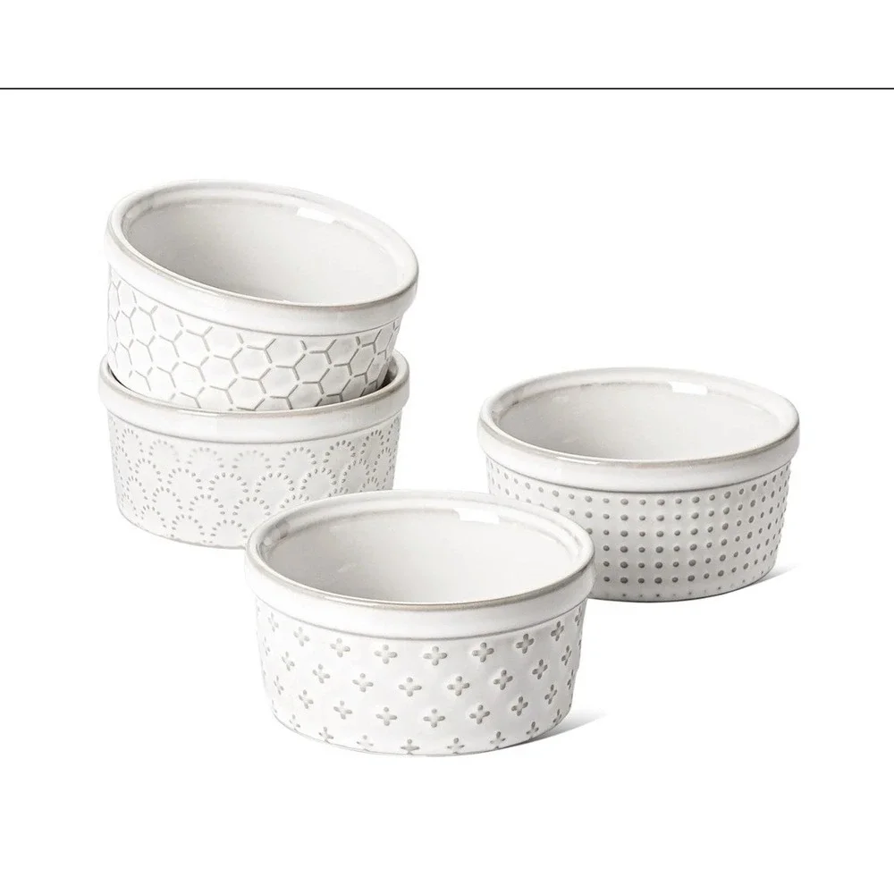 LE TAUCI Ramekins 6 oz, Ramiken for Creme Brulee, Lava 6 Arctic White